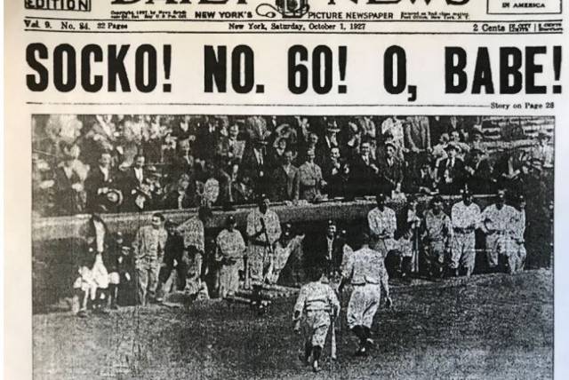 1927: Babe Ruth shatters major league baseball's single season home run record and the New York Daily News is on it.